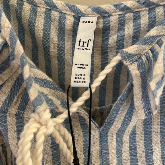 NWT Zara TRF Stripe Top Pom Poms Sz S - Picture 7 of 9